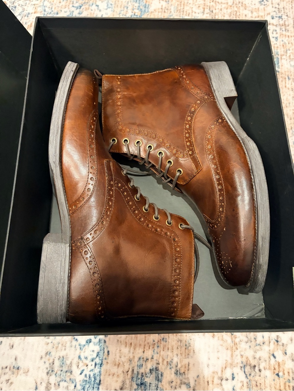 Men's Brown Leather Wingtip Chukka Boots - Classic Lace-Up
